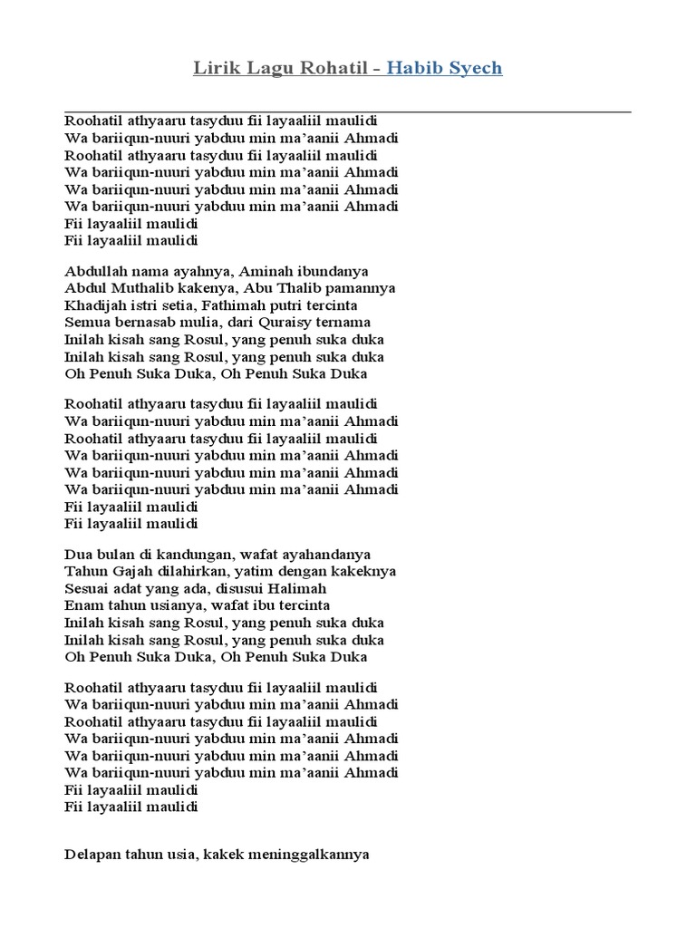 Lirik Lagu Rohatil | PDF