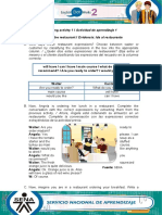 Mesero o El Cliente Clasificando Las Expresiones Del Recuadro en La Columna Correcta