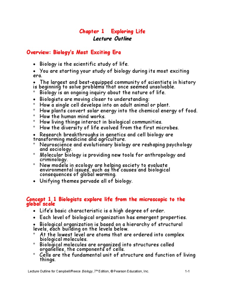 Chapter 1 Exploring Life Overview: Biology's Most Exciting Era | PDF ...