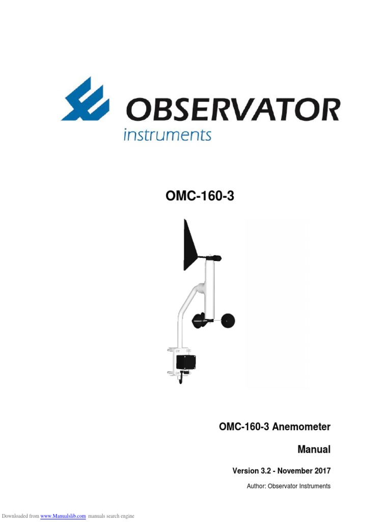 OMC1603 Anemometer Manual Version 3.2 November 2017 PDF Wind