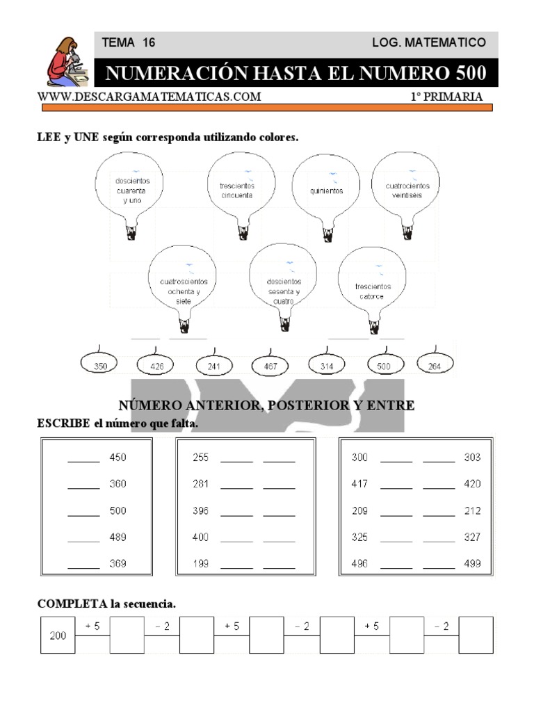 16 Numeración Hasta El 500 Primero de Primaria | PDF