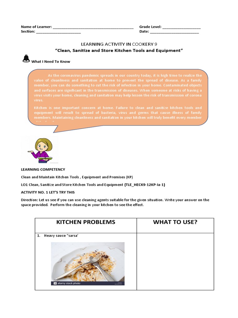Cookery 9 (Clean, Sanitize and Store Kitchen Tools and Equipment) PDF
