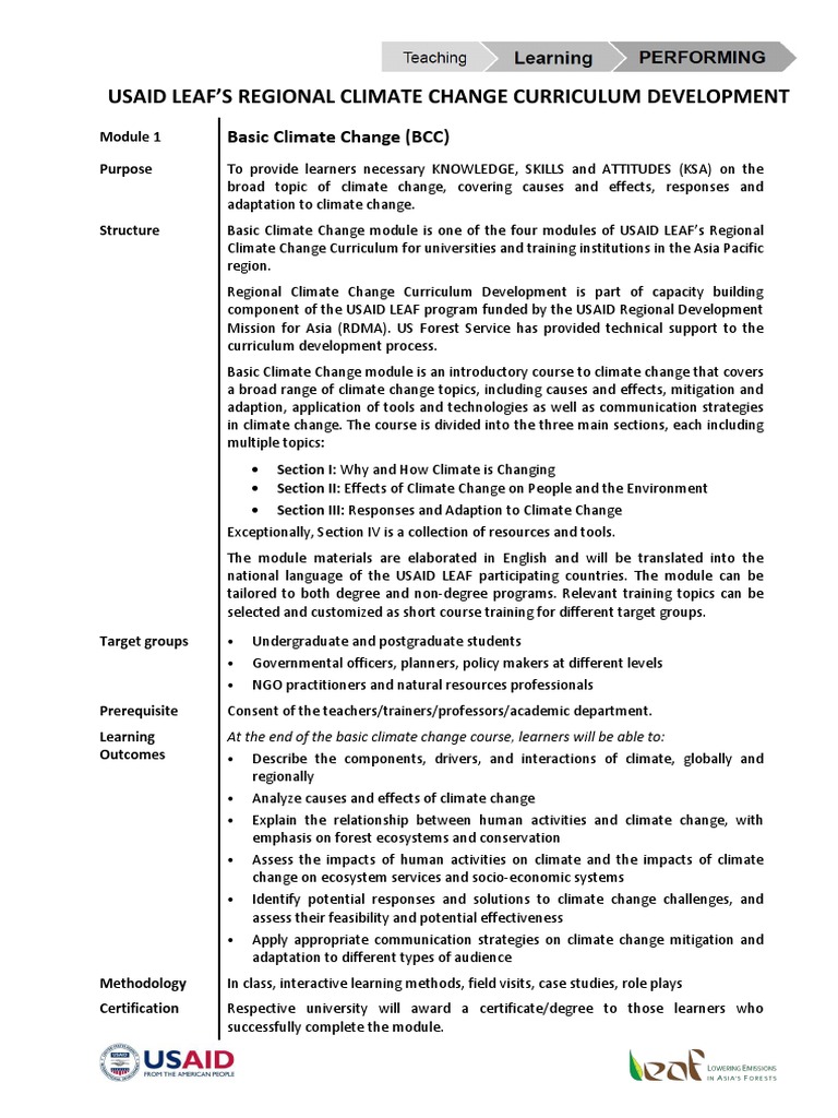 Basic Climate Change Curriculum Overview | PDF | Effects Of Global ...
