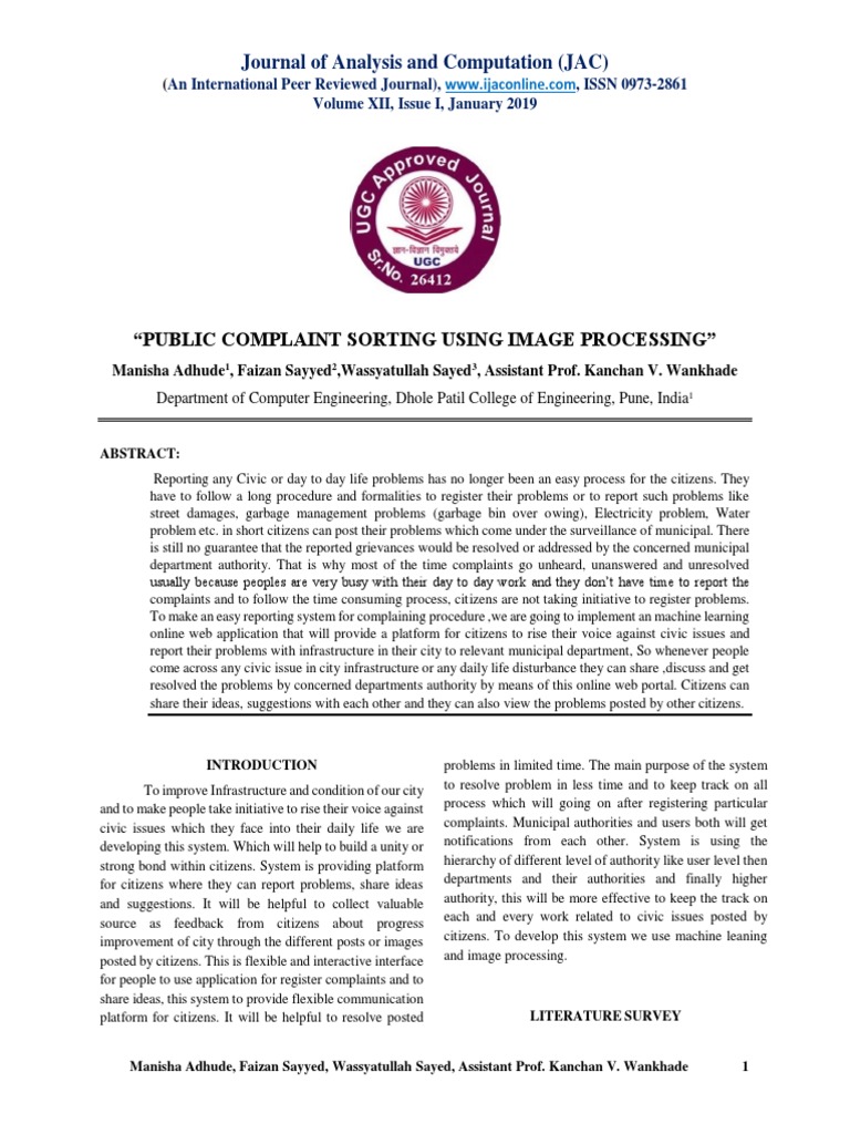 03 Public Complaint Sorting Ieee Pap PDF | PDF | Application ...