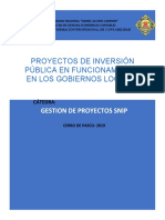 Proyectos de Inversión Pública en Funcionamiento en Los Gobiernos Locales