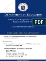 Next Steps and Ways Forward: Workshop On Data Management and Information Requirements For SY 2018-2019