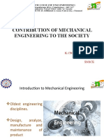 Contribution of Mechanical Engineering To The Society: K.Chandrasekar Ap/Mech Snsce