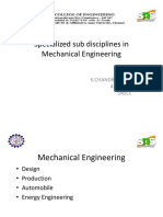 Specialized Sub Disciplines in Mechanical Engineering: by K.Chandrasekar Ap/Mech Snsce