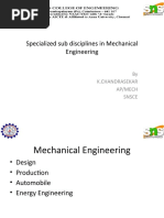 Specialized Sub Disciplines in Mechanical Engineering: by K.Chandrasekar Ap/Mech Snsce