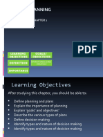 Planning: Learning Objectives Importance Goals/ Objectives