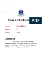 Assignment of Economics: Question # 1