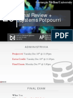 Final Review + Systems Potpourri: Intro To Database Systems Andy Pavlo