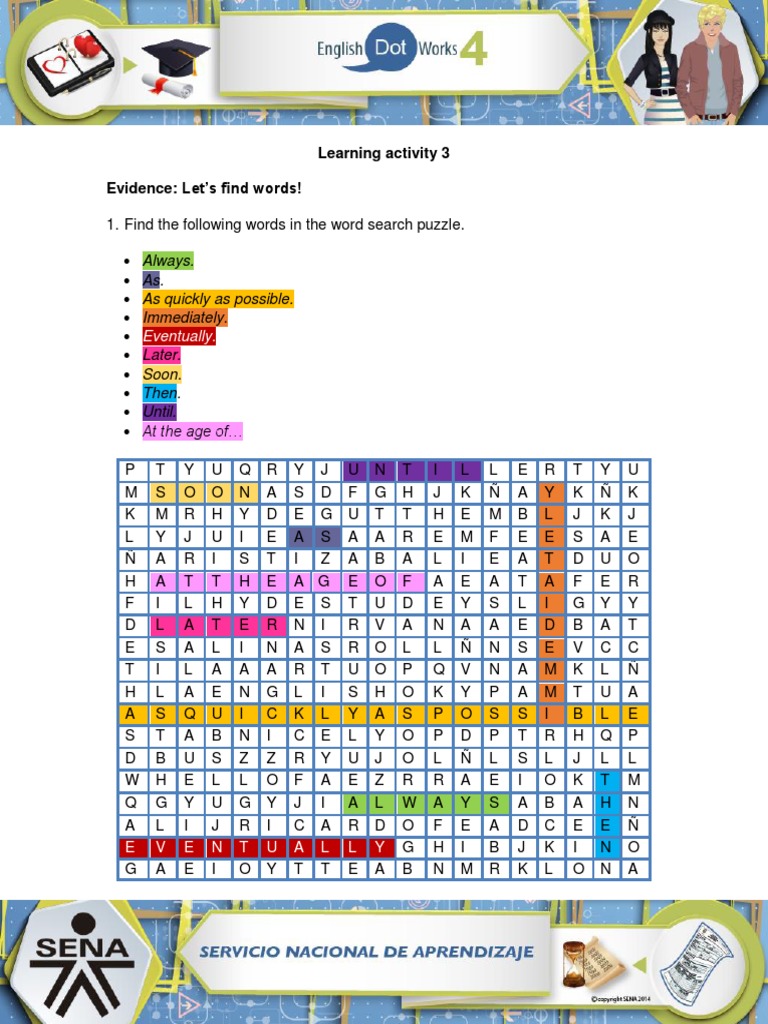 Learning Activity 3 Evidence: Let's Find Words!: Eventually | PDF ...