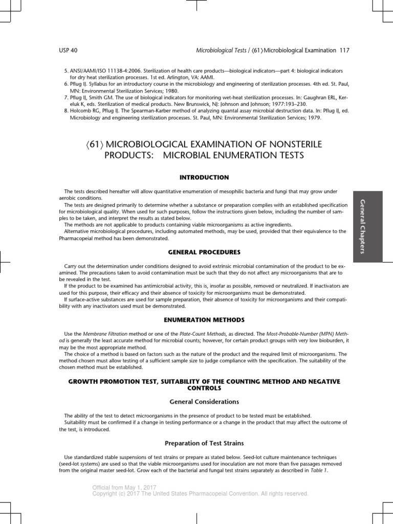 Á61Ñ Microbiological Examination of Nonsterile Products Microbial