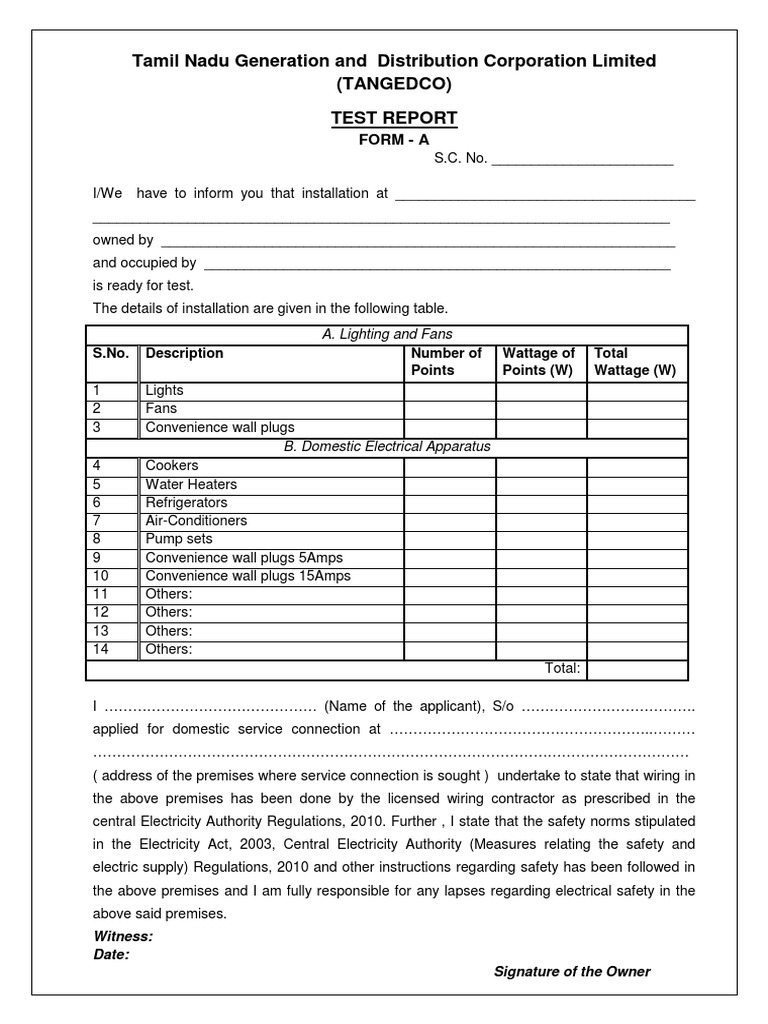 Tneb Otr Undertaking Pdf Electrical Wiring Electric Power