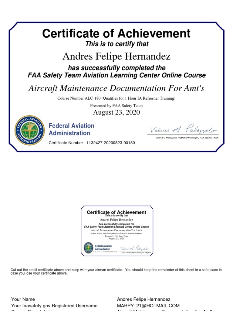 FAA Course Completion Certificate | PDF