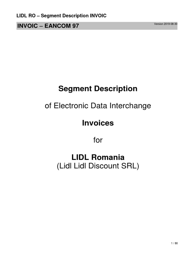 EDI Guideline INVOIC Romania | PDF | Electronic Data Interchange | Invoice