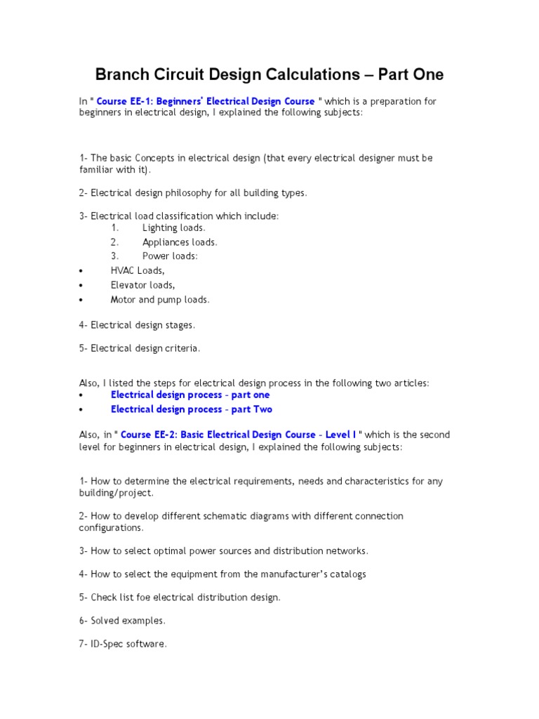 Branch Circuit Design Calculations Overview | PDF | Electric Power ...