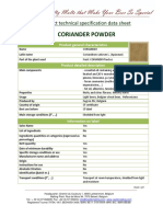 Coriander Powder: Product Technical Specification Data Sheet