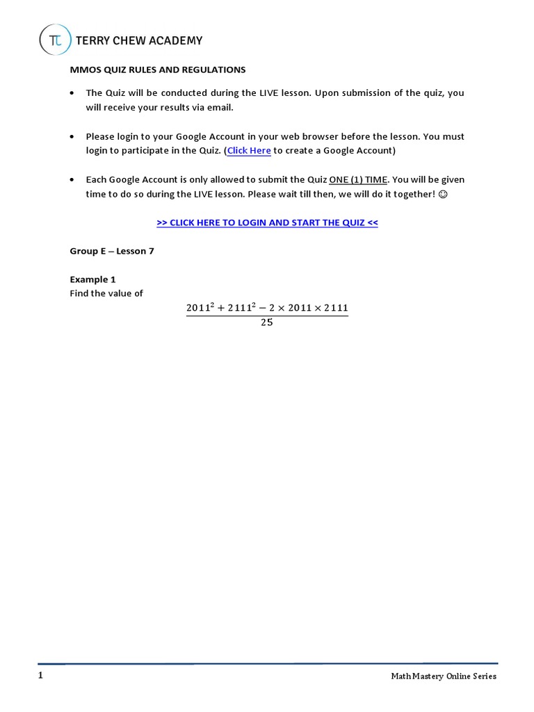 Math Mastery Quiz Rules & Examples | PDF | Elementary Geometry | Numbers
