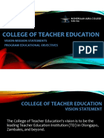 College of Teacher Education: Vision-Mission Statements Program Educational Objectives