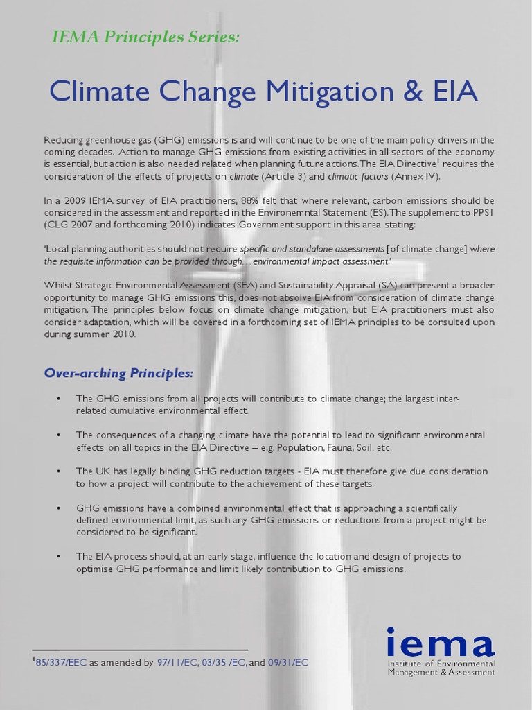 EIA Guidelines for Climate Change Mitigation | PDF | Environmental ...