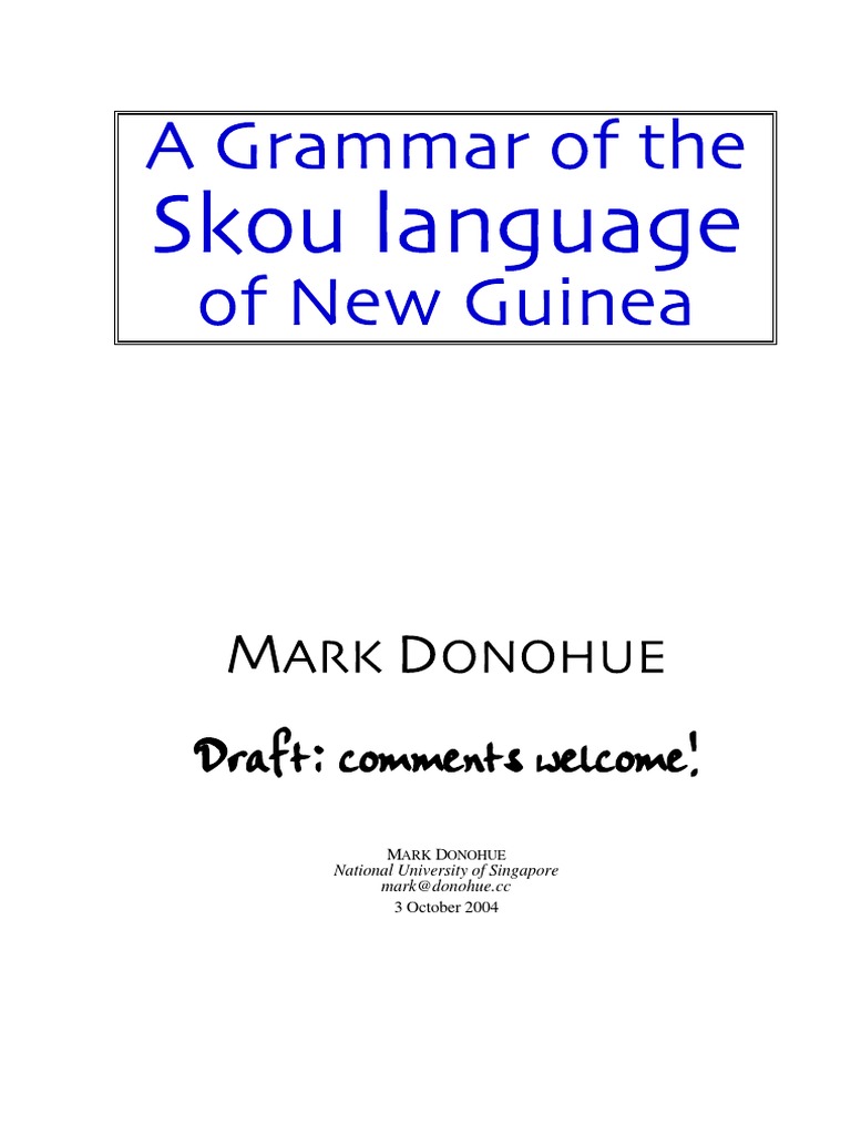 Donohue Mark A Grammar of The Skou Language of New Guinea | Tone ...