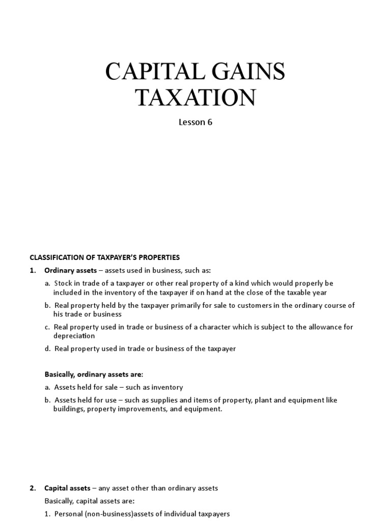 Capital Gains Taxation in the Philippines | PDF | Capital Gains Tax ...