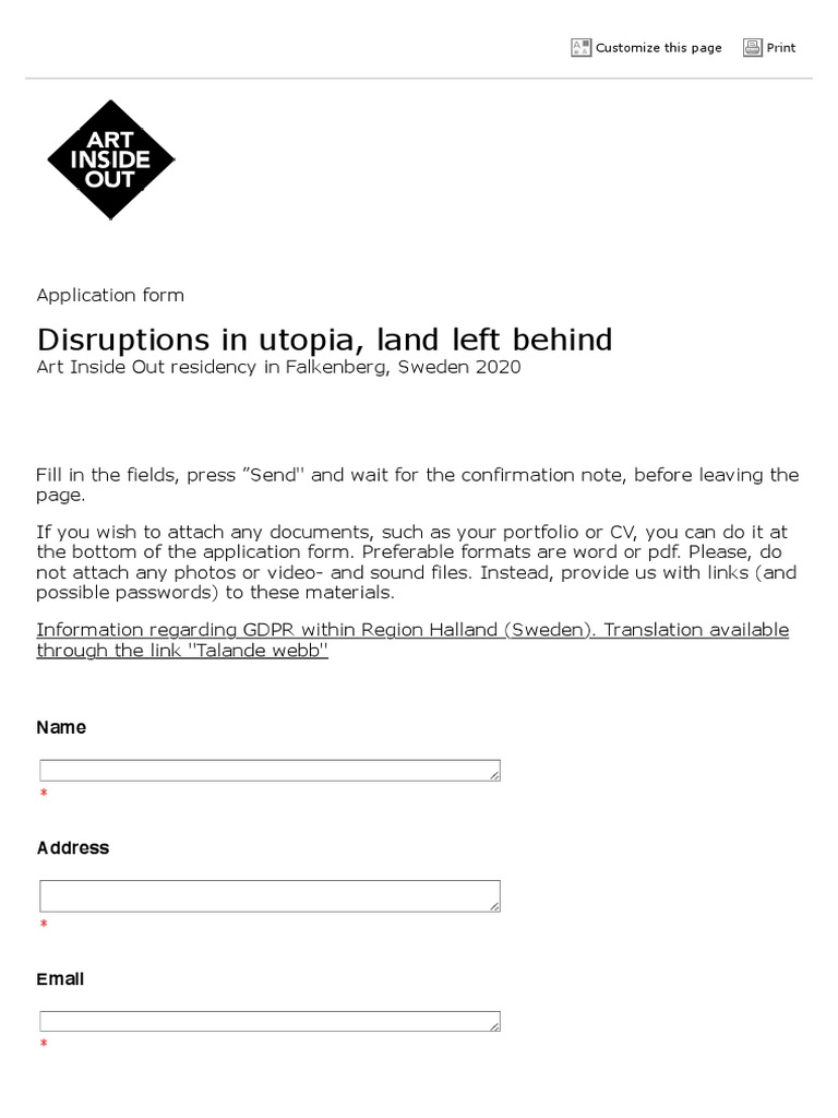 Art Residency Application Form 2020 | PDF