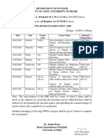 Department of Punjabi Faculty of Arts, University of Delhi: Date Day Course Code Course Name Semester/ Programme