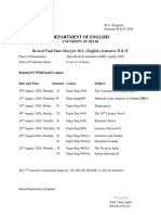 Department of English: Revised Final Date-Sheet For M.A. (English) Semesters II & IV
