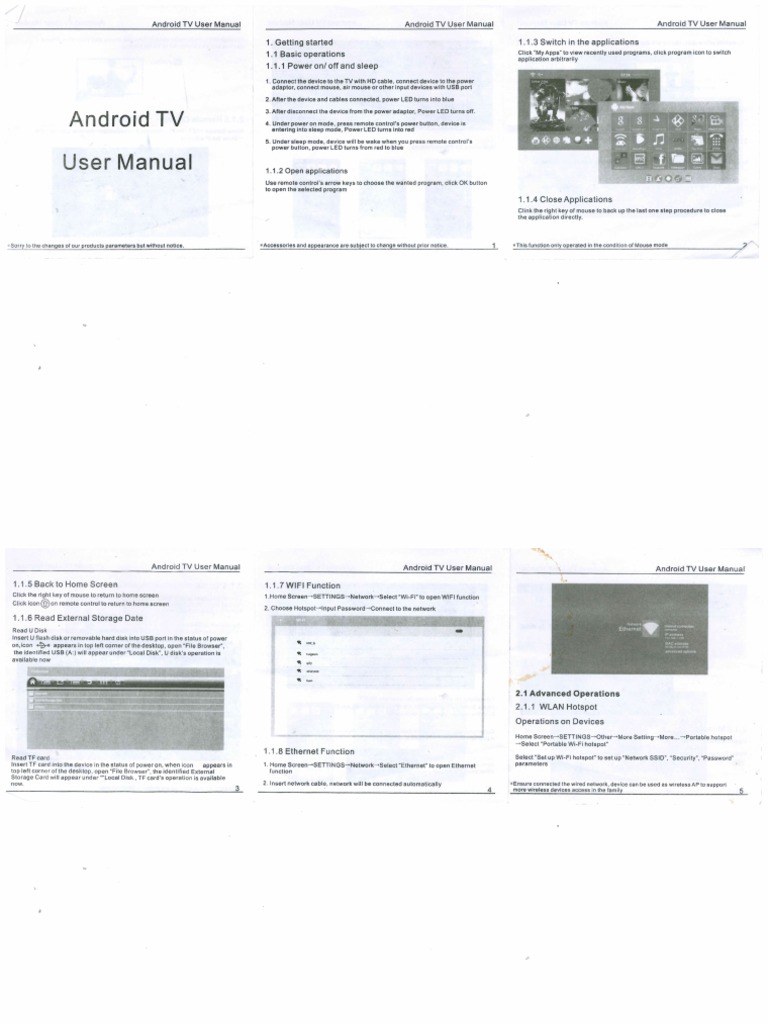 Android TV User Manual Guide | PDF | Wi Fi | Wireless Lan