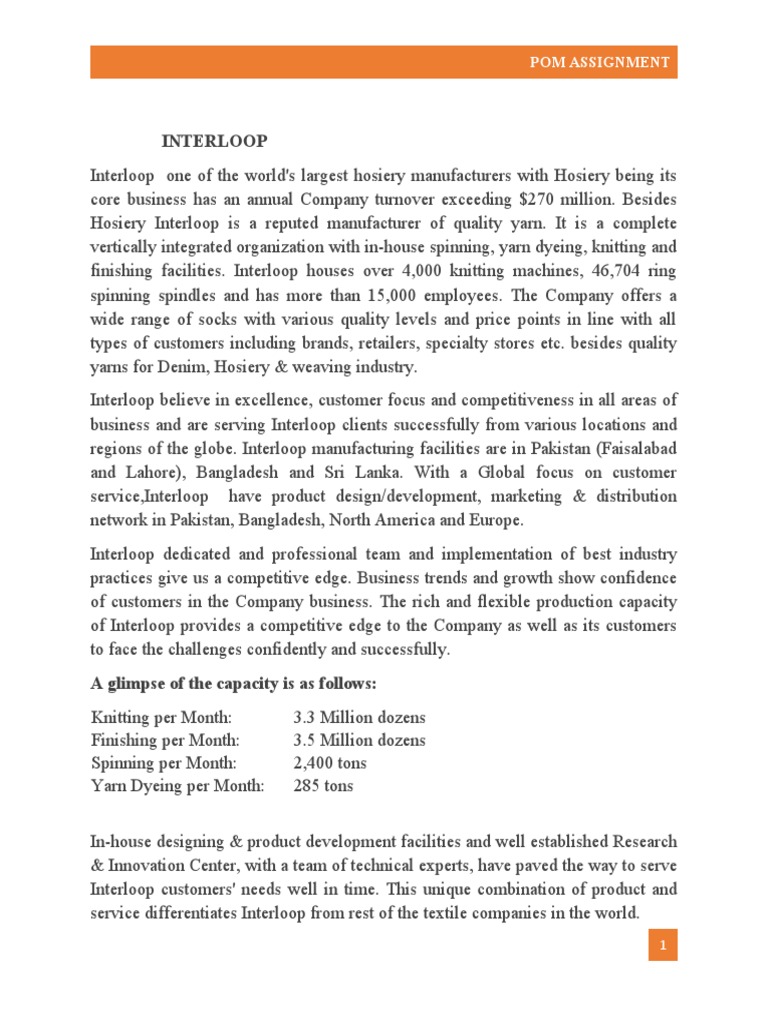 Interloop Hosiery Manufacturer | PDF | Quality Management | Quality ...