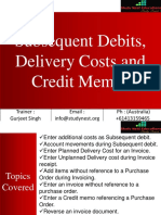 Subsequent Debit, Delivery Cost and Credit Memo