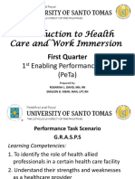 Introduction To Health Care and Work Immersion: 1 Enabling Performance Task (Peta)