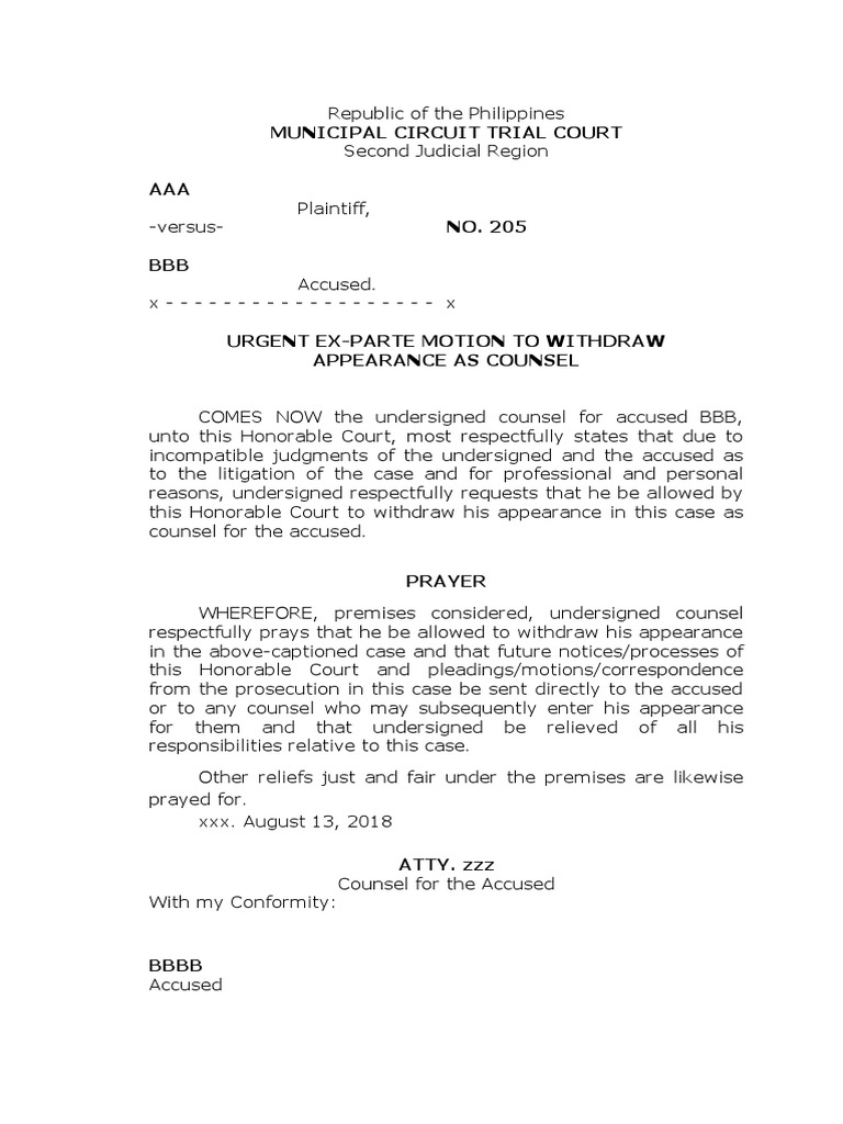 Motion To Withdraw Apperance As Counsel PDF