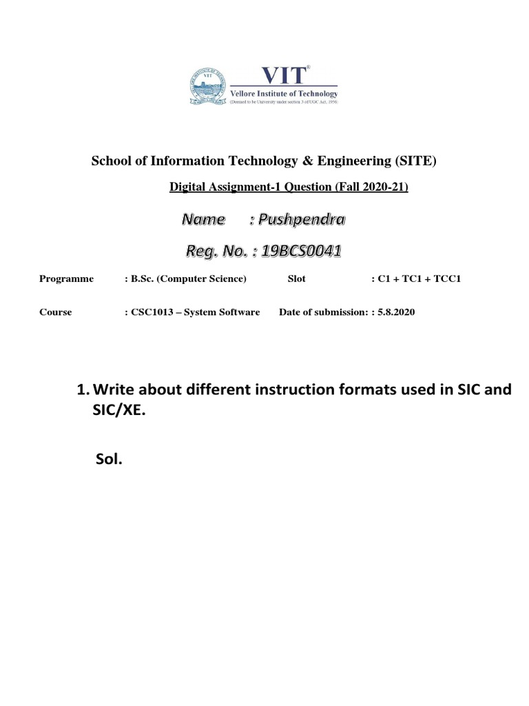 Instruction Formats and Addressing Modes in SIC | PDF | Art | Computers