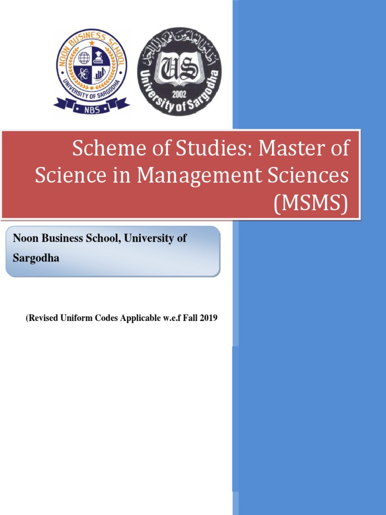 Scheme of Studies: Master of Science in Management Sciences (MSMS ...