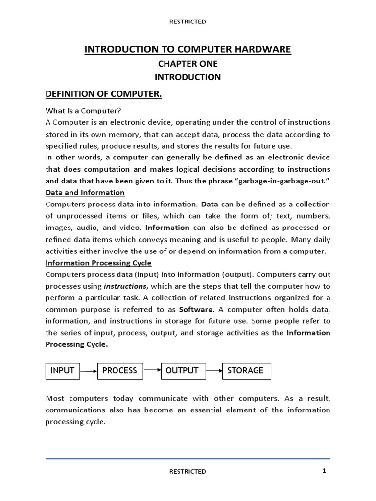 Computer Hardware Overview and Functions | PDF | Computer Data Storage ...