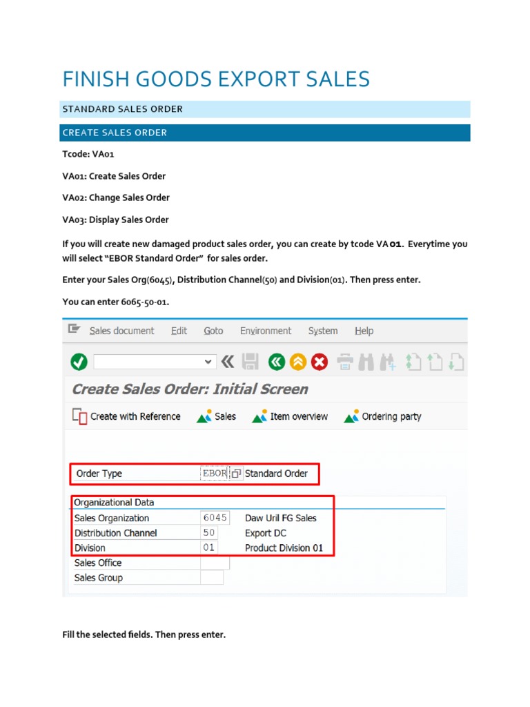Finish Goods Export Sales Process | PDF | Trade | Supply Chain Management