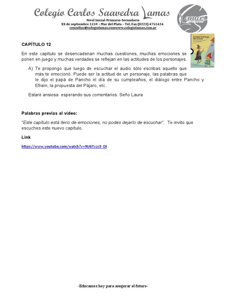 Actividades El Mejor Enemigo Del Mundo Cap.12 PDF
