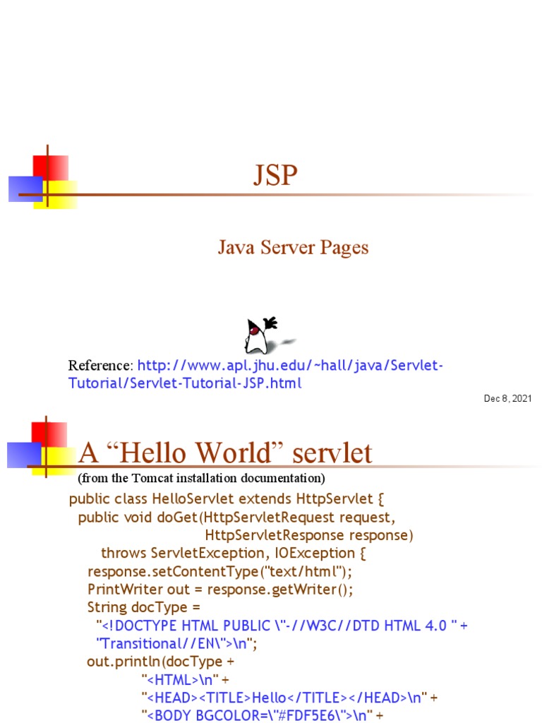 Java Server Pages: Tutorial/Servlet-Tutorial-JSP - HTML | Download Free ...