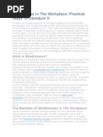 Mindfulness in The Workplace: Practical Ways To Introduce It