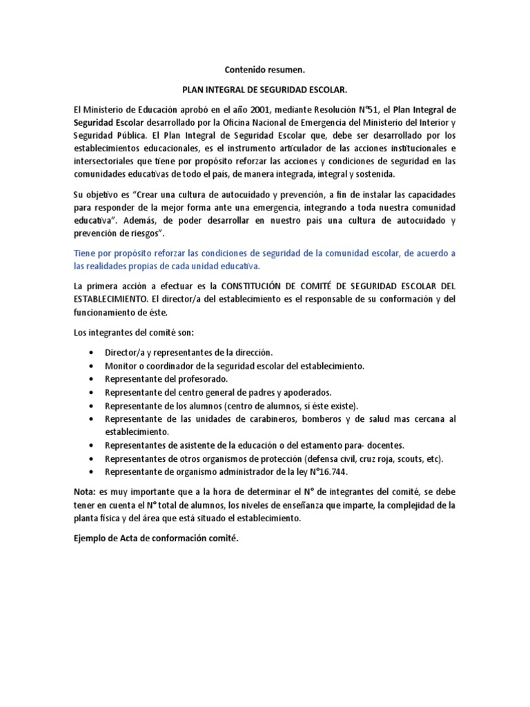 Plan Integral de Seguridad Escolar 2025 | PDF | Planificación | Evaluación