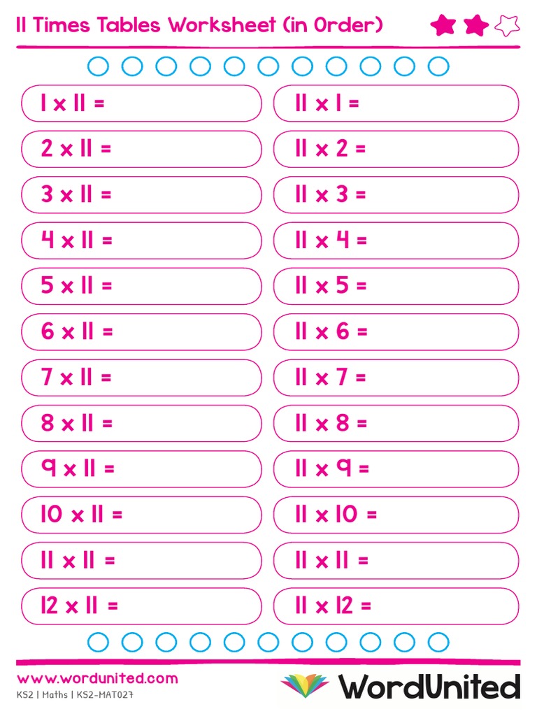 11 Times Table Worksheet for KS2 | PDF
