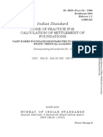 Indian Standard: Code of Practice For Calculation of Settlement of Foundations