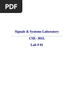 Signals & Systems Laboratory CSE-301L Lab # 01