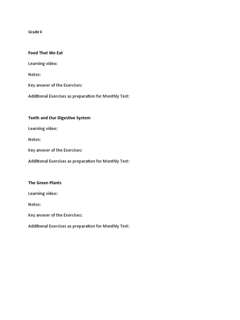 Grade 4 Science: Food, Digestion, Plants | PDF | Career & Growth | Wellness
