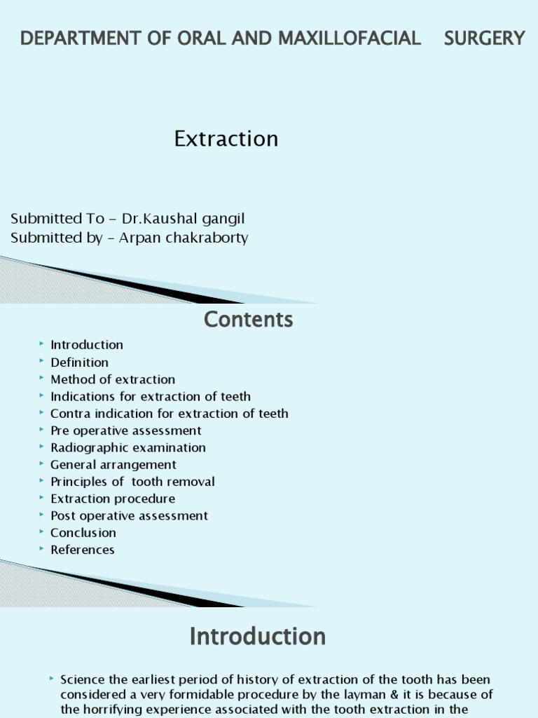 Extraction: Department of Oral and Maxillofacial Surgery | PDF