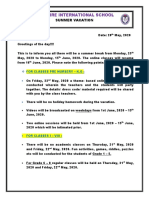 CR Circular 20th May, 2020 - Summer Break Information (Classes Pre Nursery To VIII)